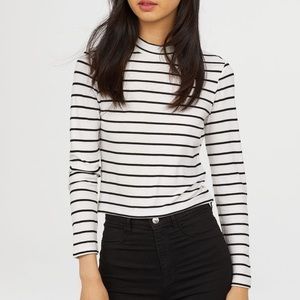H&M mock neck striped shirt
